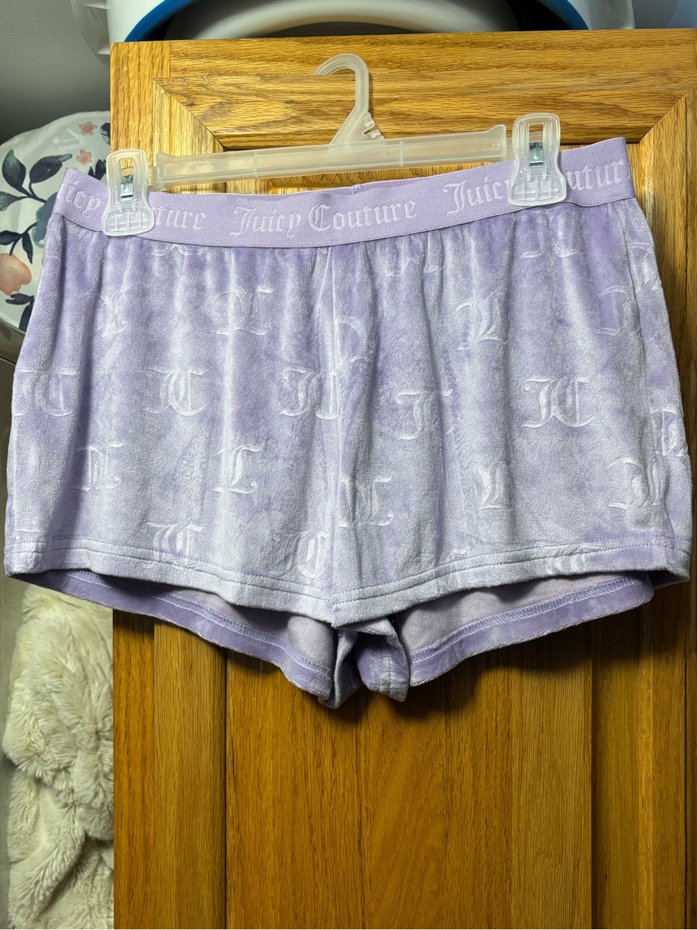 Juicy Couture Lavender Velour Logo Shorts